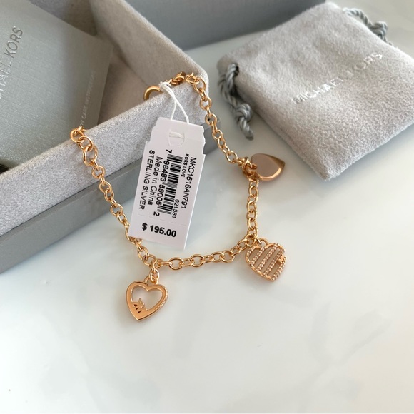 NWT MK luxury collection rosegold heart charm bracelet - Picture 6 of 7